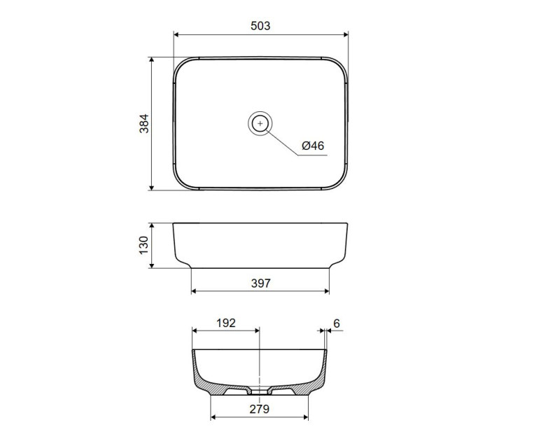 Excellent Cori 2.0 umywalka nablatowa prostokątna 50x38 biały połysk CEEX.6901.500.WH