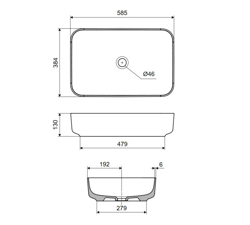 Excellent Cori 2.0 umywalka nablatowa prostokątna 58x38 biały połysk CEEX.6901.580.WH