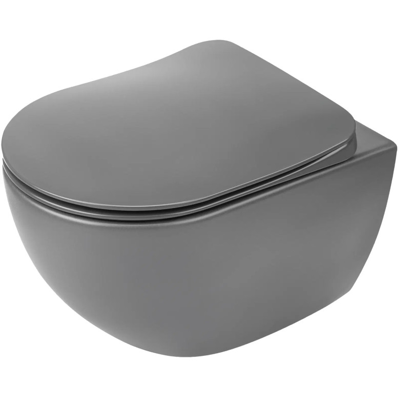 Deante Peonia Miska WC bezkołnierzowa z deską 51 x 36 cm antracyt CDEDDZPW