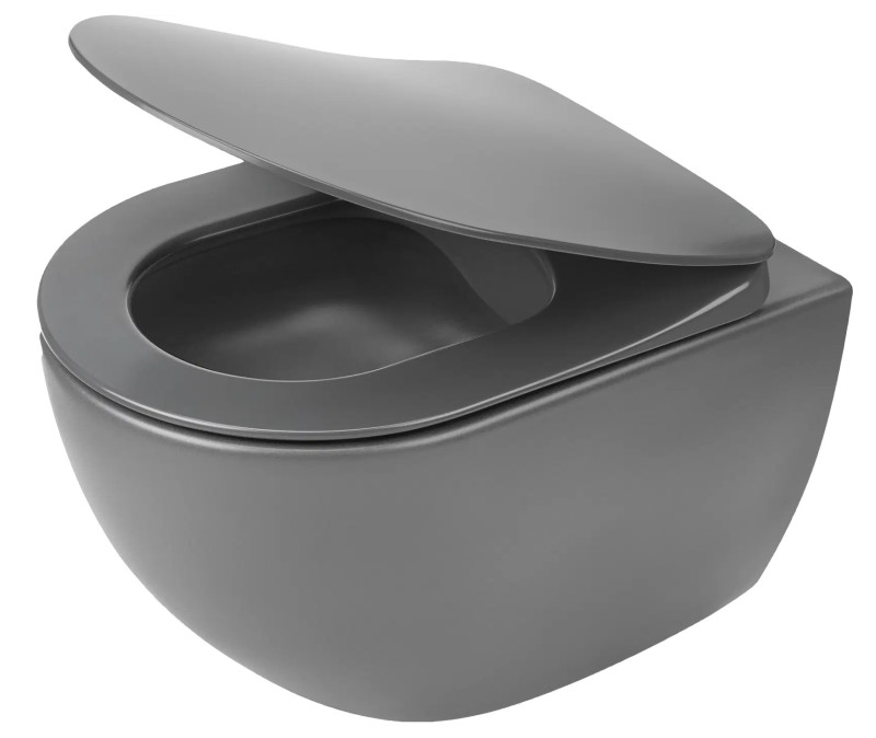 Deante Peonia Miska WC bezkołnierzowa z deską 51 x 36 cm antracyt CDEDDZPW