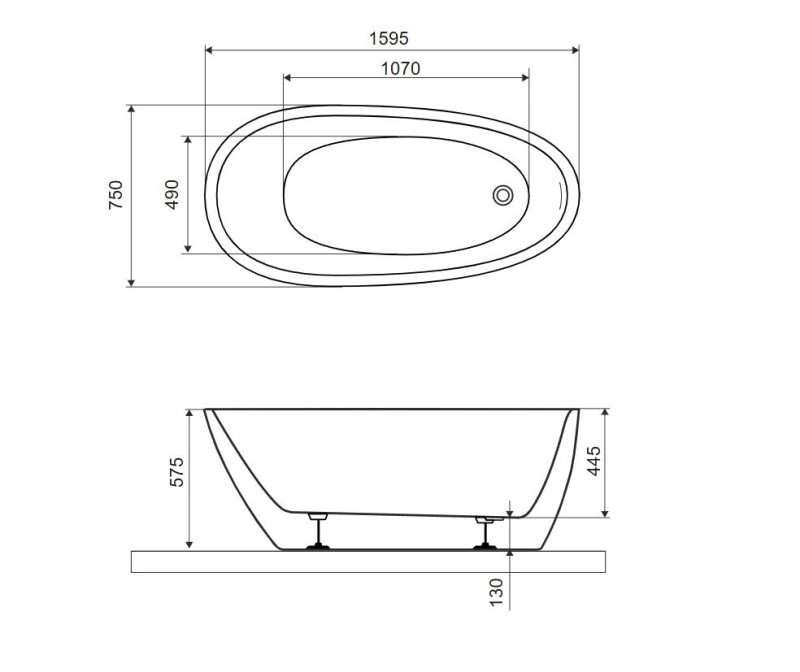 Excellent Olia 2.0 wanna wolnostojąca 160x75 akryl biały połysk/szary mat WAEX.OLI2.16WHGRM