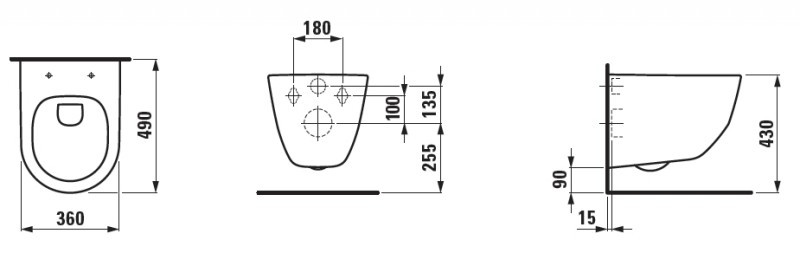 Laufen PRO Rimless muszla wisząca 49cm + deska wolnoopadająca H8209650000001 + H8989660000001