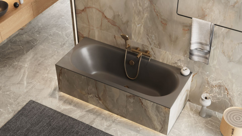 Excellent Oceana Slim wanna prostokątna 180x80 z nogami szary mat WAEX.OCE18GRMS