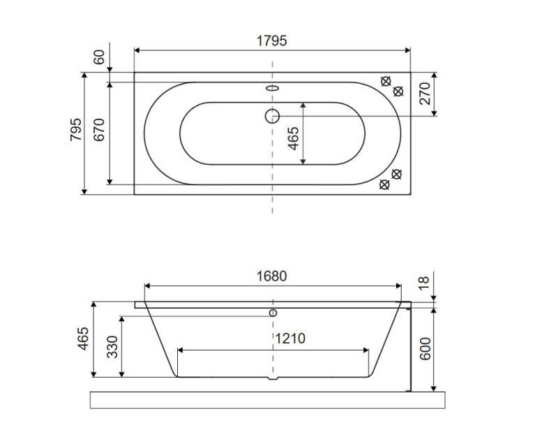 Excellent Oceana Slim wanna prostokątna 180x80 z nogami antracyt mat WAEX.OCE18ANMS