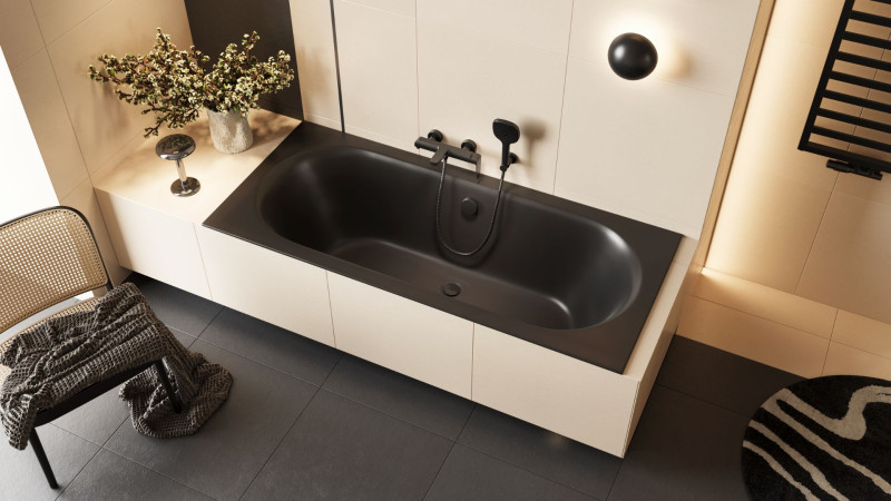 Excellent Oceana Slim wanna prostokątna 170x75 z nogami czarny mat WAEX.OCE17BLMS