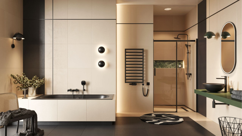 Excellent Oceana Slim wanna prostokątna 170x75 z nogami czarny mat WAEX.OCE17BLMS