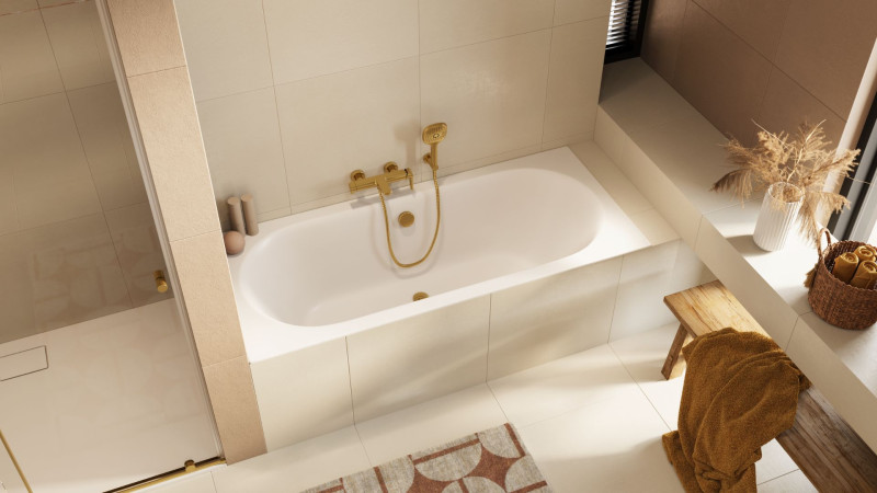 Excellent Oceana Slim wanna prostokątna 160x75 z nogami biały mat WAEX.OCE16WHMS