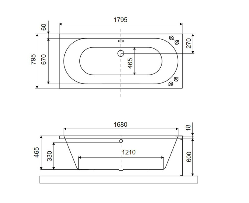 Excellent Oceana Slim wanna prostokątna 180x80 z nogami biały mat WAEX.OCE18WHMS