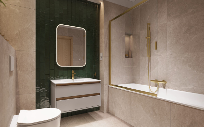 Excellent liner parawan wannowy 2-cześciowy rozsuwany L/P 63-110cm złoty szczotkowany KAEX.2950.1100.LP