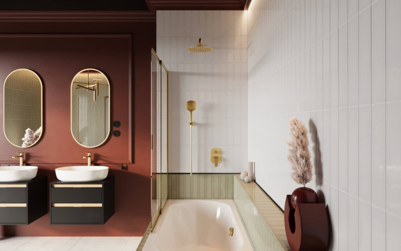 Excellent liner parawan wannowy 2-cześciowy rozsuwany L/P 63-110cm złoty szczotkowany KAEX.2950.1100.LP