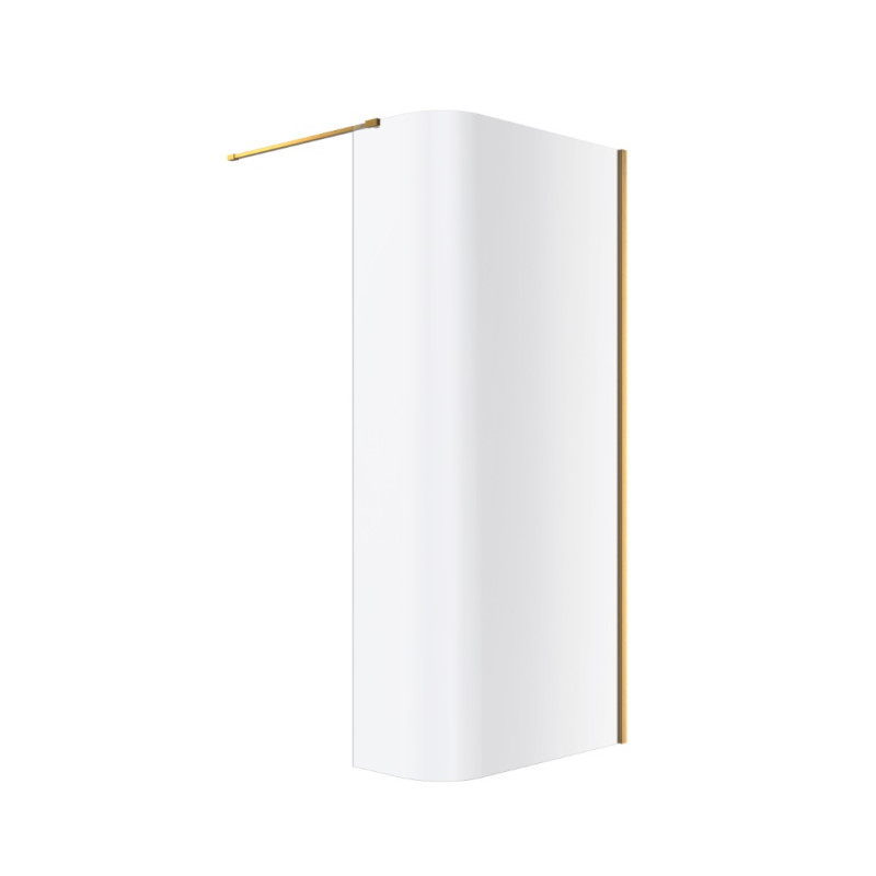 Excellent Vidoq kabina Walk-In ścianka gięta 93 cm złoty szczotkowany przeźroczyste Clean Control KAEX.1507.930.LP.GB
