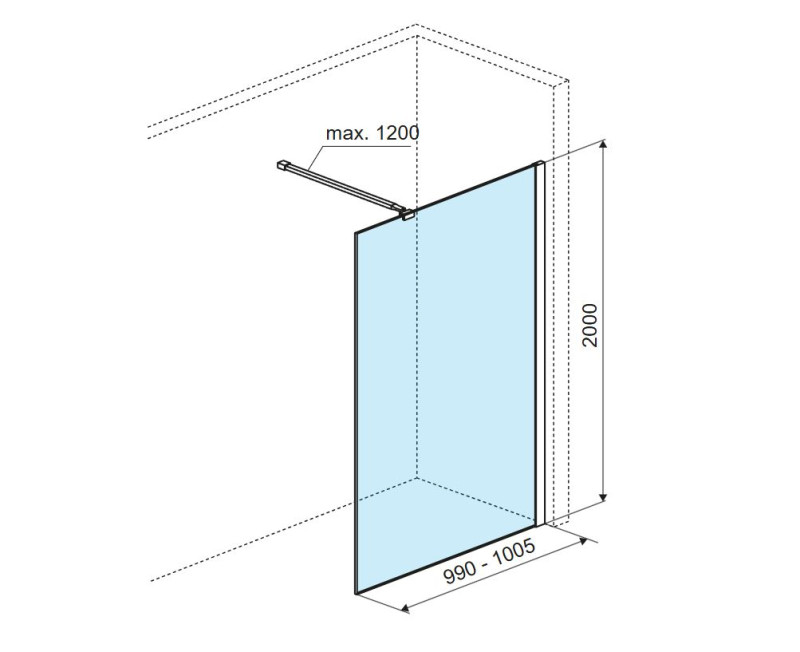 Excellent Vidoq kabina typu Walk-In 100 cm miedź szczotkowana przeźroczyste Clean Control KAEX.1506.1000.LP.CB