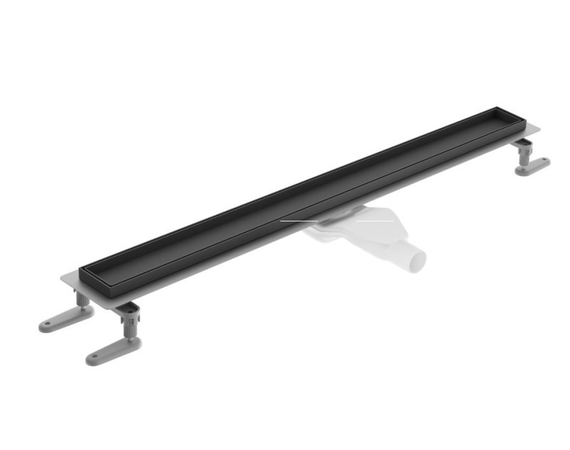 Excellent Stilio odpływ liniowy z rusztem do zabudowy płytką 70 cm niski 6 cm czarny mat INEX.1515.700.P.BL