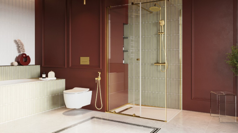 Excellent Stilio odpływ liniowy z rusztem dekoracyjnym 80 cm złoty szczotkowany INEX.1515.800.R.GB