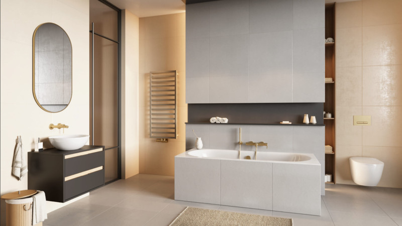 Excellent Revia lustro owalne 100x50 w ramie złoty szczotkowany DOEX.RE100.050.GB