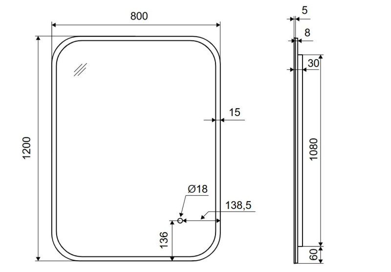 Excellent Lumiro lustro LED w ramie akrylowej prostokątne 120x80 DOEX.LU120.080.AC
