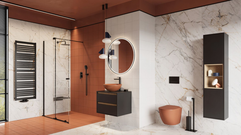 Excellent Luqa Spin 360 muszla WC wisząca + deska wolnoopadająca 48x36 terracotta mat CEAC.6403.K.6405.480.TEM