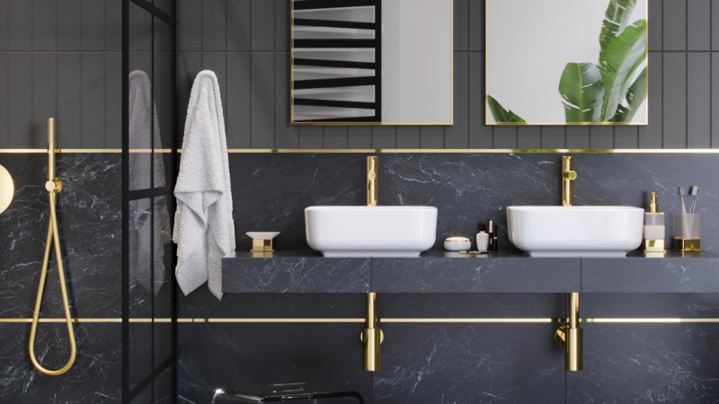 Excellent D54 syfon umywalkowy ozdobny złoty połysk INEX.2018GL