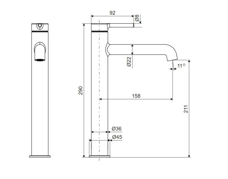 Excellent Delta Pi bateria umywalkowa wysoka chrom połysk AREX.1212CR