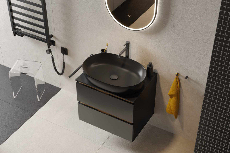 Excellent Delta Pi bateria umywalkowa wysoka grafit szczotkowany AREX.1212AB