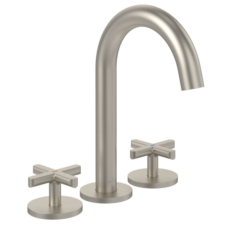 Villeroy&Boch Loop&Friends bateria umywalkowa trzyotoworowa nikiel szczotkowany TVZ10600900064