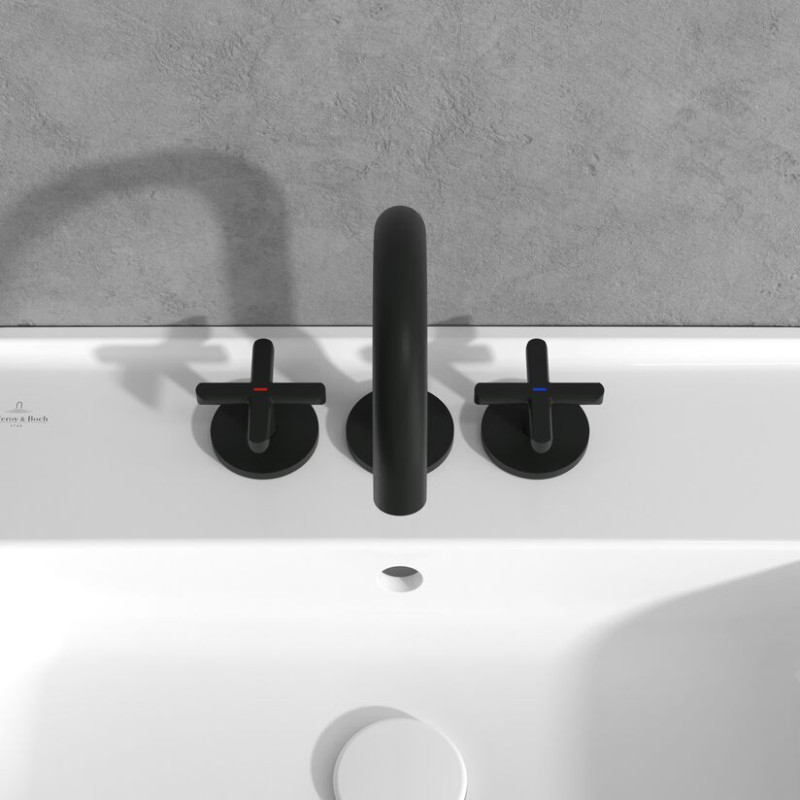 Villeroy&Boch Loop&Friends bateria umywalkowa trzyotoworowa czarny matowy TVZ106009000K5