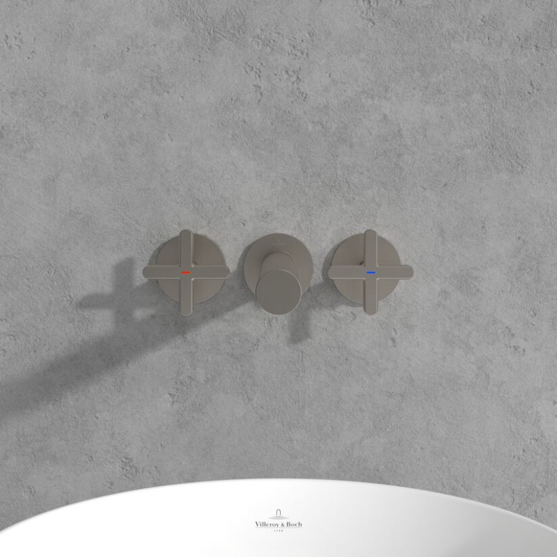 Villeroy&Boch Loop&Friends trzyotworowa bateria umywalkowa podtynkowa nikiel szczotkowany TVZ10601200064