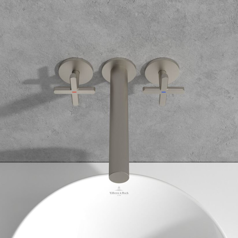 Villeroy&Boch Loop&Friends trzyotworowa bateria umywalkowa podtynkowa nikiel szczotkowany TVZ10601200064