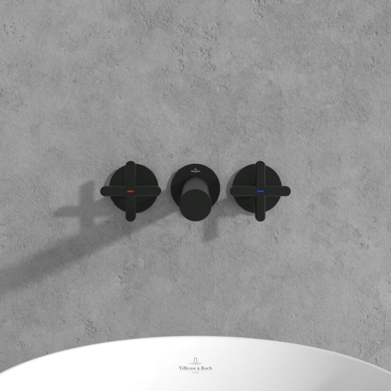 Villeroy&Boch Loop&Friends trzyotworowa bateria umywalkowa podtynkowa czarny matowy TVZ106012000K5