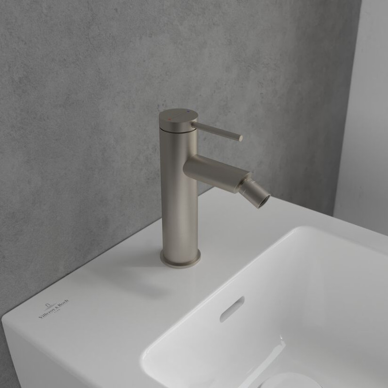 Villeroy&Boch Loop&Friends bateria bidetowa z korkiem automatycznym nikiel szczotkowany TVB10620115364