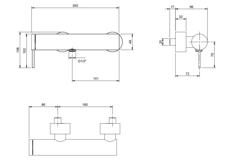 Villeroy&Boch Loop&Friends bateria prysznicowa ścienna chrom połysk TVS10630115361