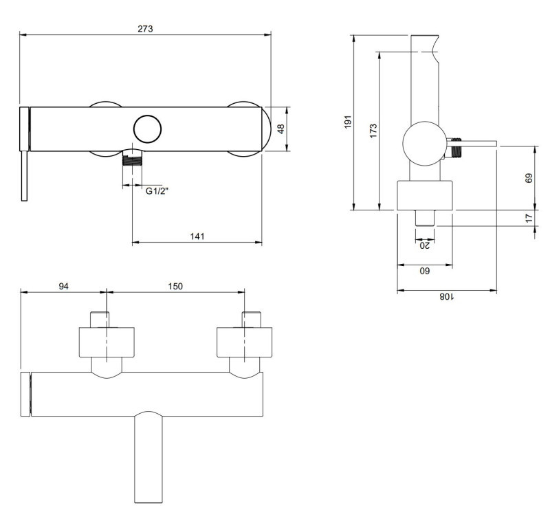 Villeroy&Boch Loop&Friends bateria wannowa ścienna nikiel szczotkowany TVT10650115364