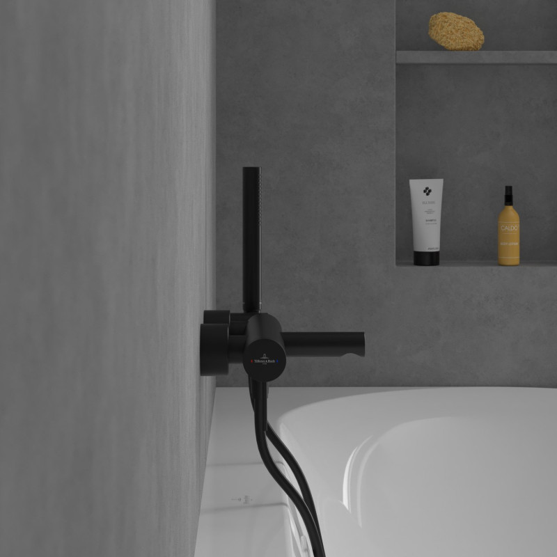 Villeroy&Boch Loop&Friends bateria wannowa ścienna czarny matowy TVT106501153K5