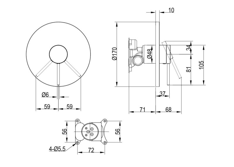 Villeroy&Boch Loop&Friends bateria prysznicowa podtynkowa chrom połysk TVS10635211361