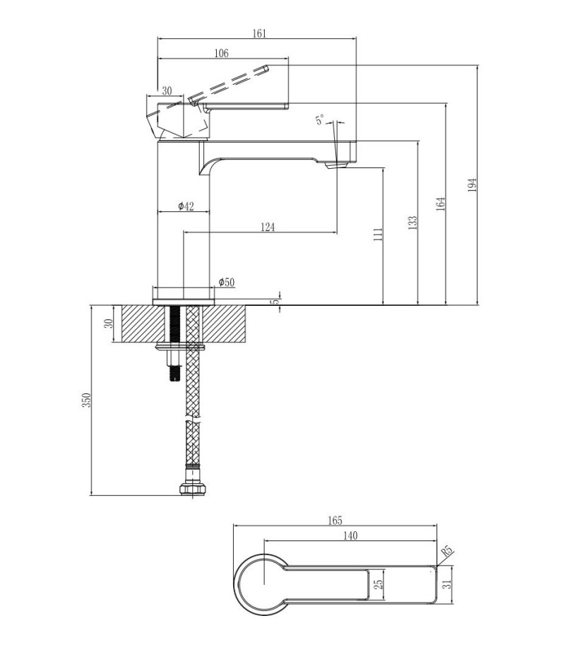 Villeroy&Boch Architectura bateria umywalkowa bez korka chrom połysk TVW10300400161