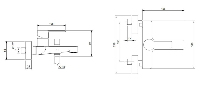 Villeroy&Boch Architectura bateria wannowa ścienna chrom połysk TVT10300200061
