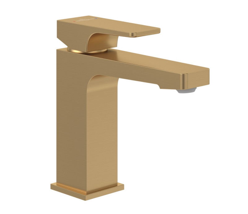 Villeroy&Boch Architectura Square bateria umywalkowa z korkiem automatycznym złoty szczotkowany TVW12500100076