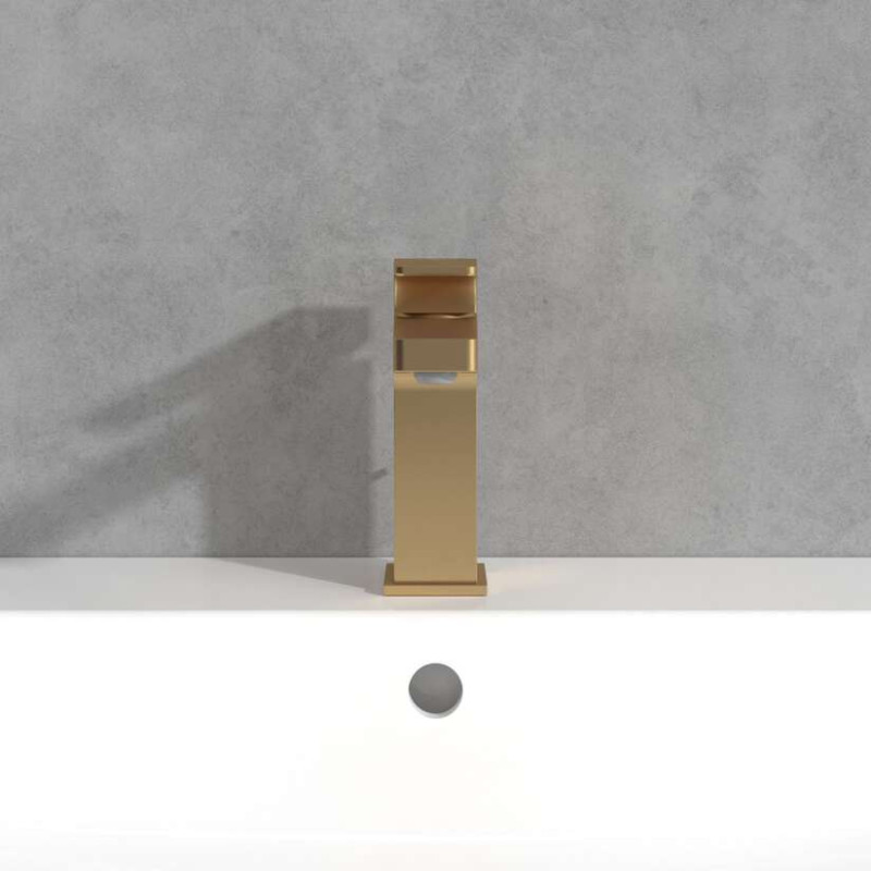 Villeroy&Boch Architectura Square bateria umywalkowa z korkiem automatycznym złoty szczotkowany TVW12500100076