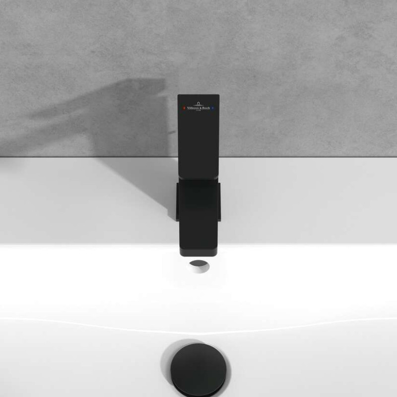 Villeroy&Boch Architectura Square bateria umywalkowa z korkiem automatycznym czarny matowy TVW125001000K5
