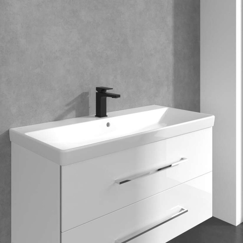 Villeroy&Boch Architectura Square bateria umywalkowa z korkiem automatycznym czarny matowy TVW125001000K5