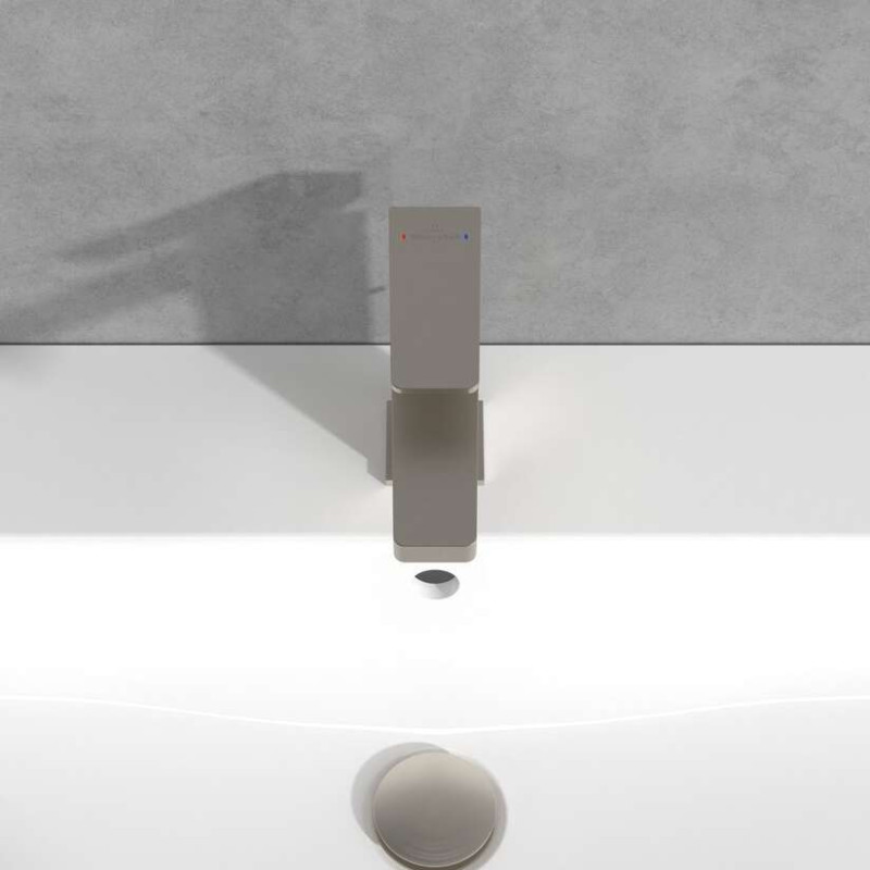 Villeroy&Boch Architectura Square bateria umywalkowa z korkiem automatycznym nikiel szczotkowany TVW12500100064