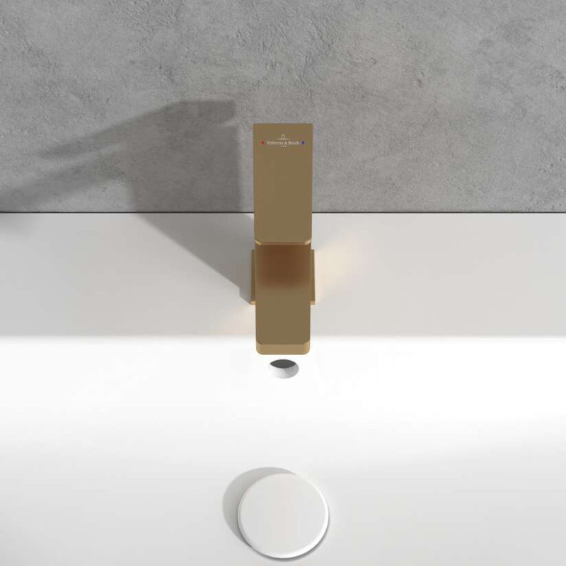 Villeroy&Boch Architectura Square bateria umywalkowa bez korka złoty szczotkowany TVW12500400076