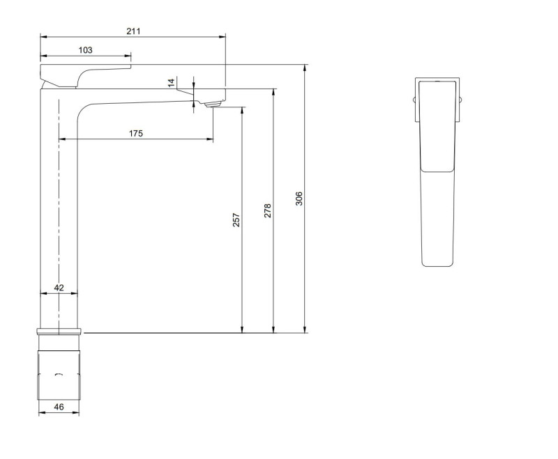 Villeroy&Boch Architectura Square bateria umywalkowa wysoka chrom połysk TVW12500200061