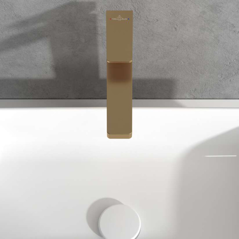 Villeroy&Boch Architectura Square bateria umywalkowa wysoka złoty szczotkowany TVW12500200076