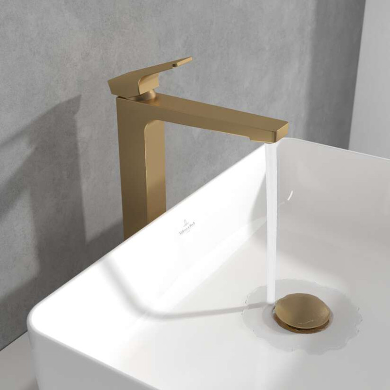 Villeroy&Boch Architectura Square bateria umywalkowa wysoka złoty szczotkowany TVW12500200076