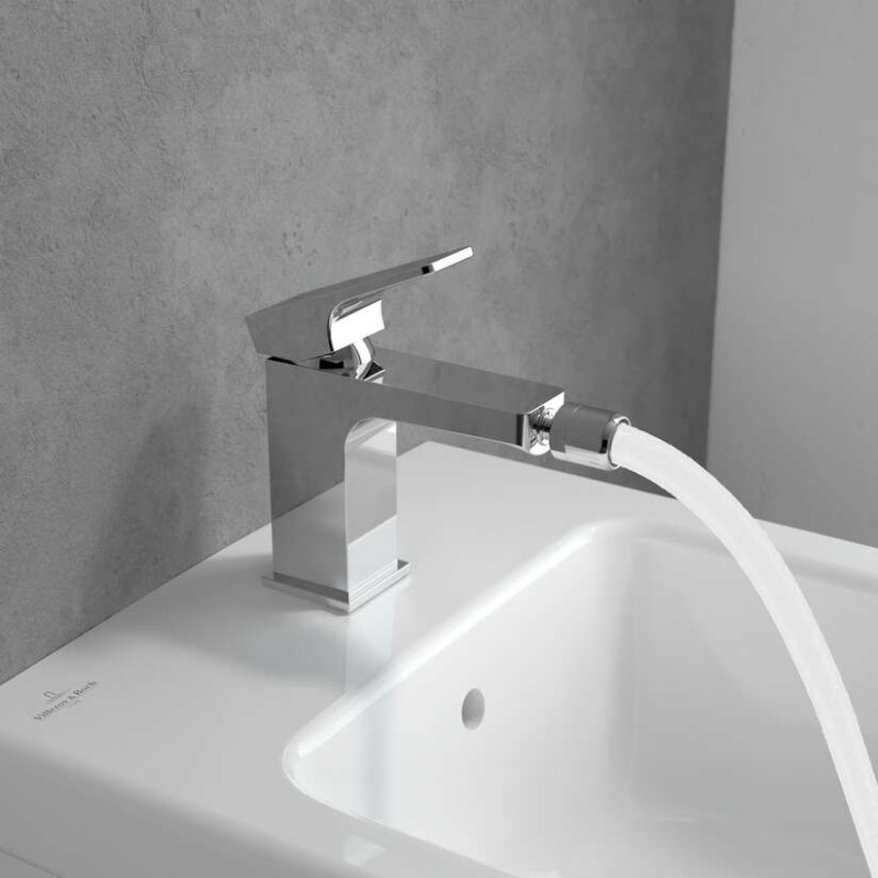 Villeroy&Boch Architectura Square bateria bidetowa z korkiem automatycznym chrom połysk TVB12500100061