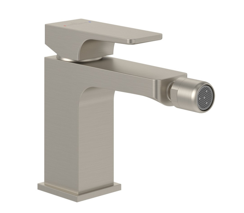 Villeroy&Boch Architectura Square bateria bidetowa z korkiem automatycznym nikiel szczotkowany TVB12500100064