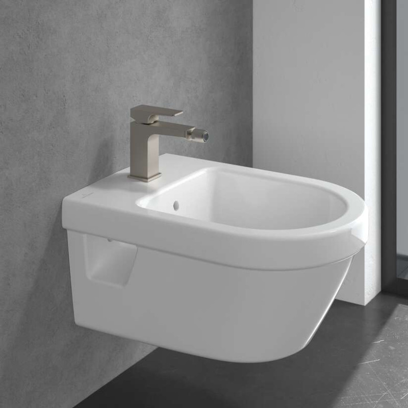 Villeroy&Boch Architectura Square bateria bidetowa z korkiem automatycznym nikiel szczotkowany TVB12500100064