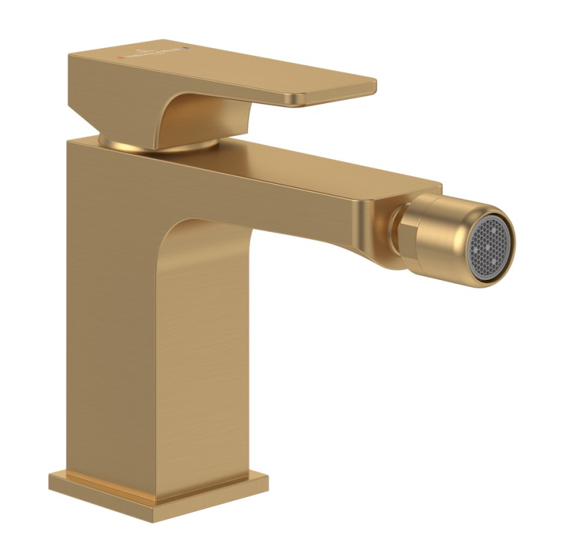 Villeroy&Boch Architectura Square bateria bidetowa z korkiem automatycznym złoty szczotkowany TVB12500100076