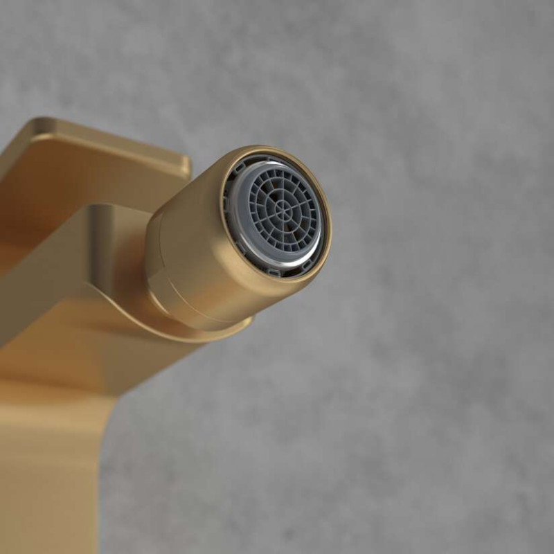 Villeroy&Boch Architectura Square bateria bidetowa z korkiem automatycznym złoty szczotkowany TVB12500100076